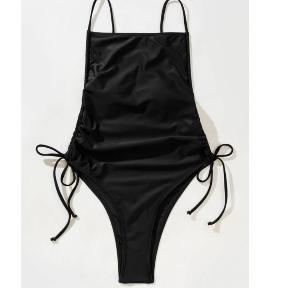 Rust side tie drawstring monokini - Picture 12 of 14
